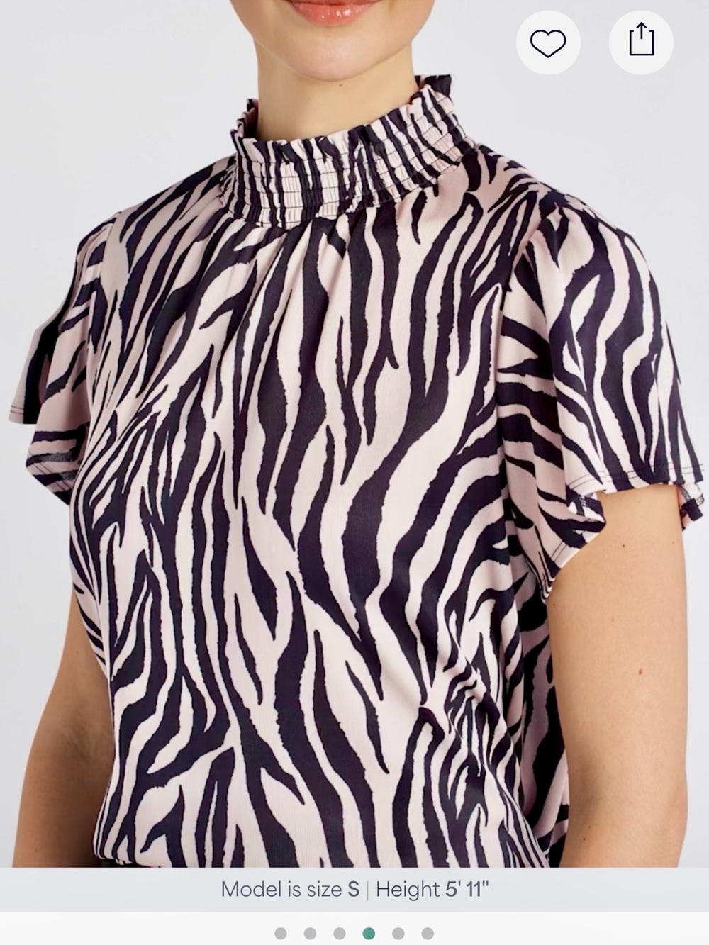 Women’s Smocked Neck Zebra Print Top - Beige/Black
